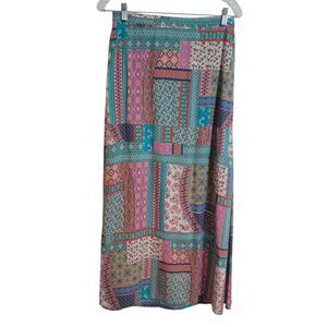 Tolani Boho Patchwork Lightweight Maxi Skirt Women's Size Small Multicolor Artsy